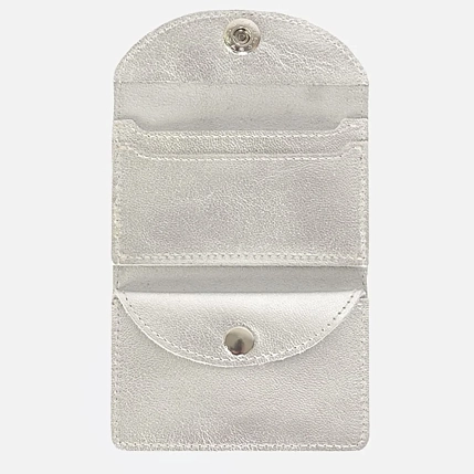 Cкладной кошелёк визитница ручной работы, Kokosina bags, натуральная кожа, серебряный, фото 3.