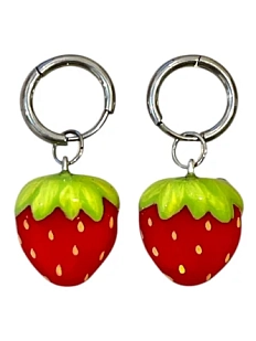 Серьги-конго Радость Рядом «Клубнички», красные, полимерная глина