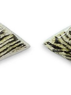 Серёжки-гвоздики КерамЕлКа треугольники «Зебра», керамика, чёрно-белые