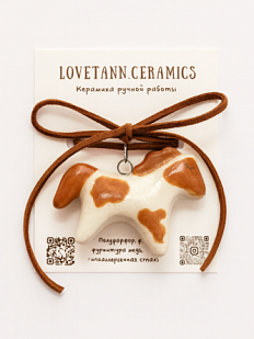 Чокер ручной работы «Лошадка» с коричневыми пятнами, полуфарфор