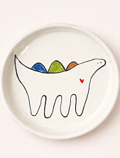 Тарелка ручной работы Мария Гордеева Динозаврик, белая, полуфарфор, 14 см