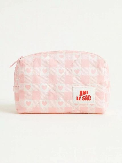 Косметичка ручной работы АМИ (Ami lé sac) «Moyen», розовые сердечки, фото 1.