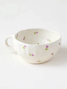 Кружка ручной работы «Цветочки», керамика, сиреневая, 400 мл