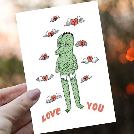Открытка «Ящер Love you», фото 2.