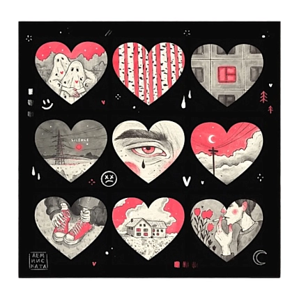 Стикерпак Лемниската «Сердечки», 12 х 12 см, фото 1.