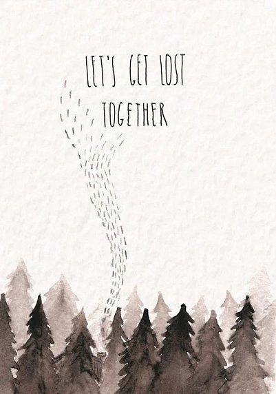 Открытка ЙЕТТИ «Let's get lost together», белая, А6, фото 1.