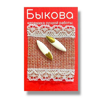 Серьги ручной работы Быкова керамика длинные‎, фарфор, фото 1.