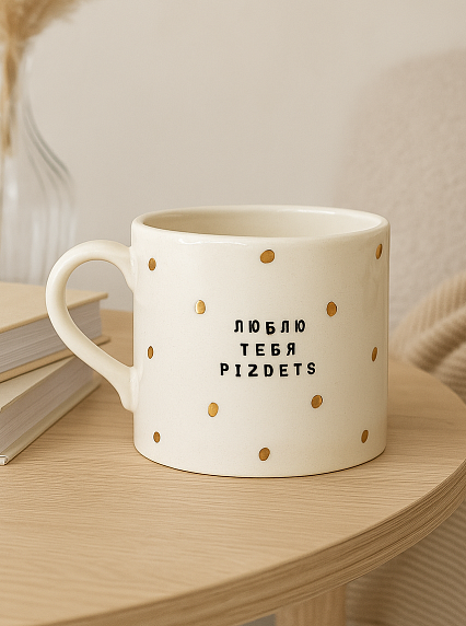 Кружка ручной работы NF ceramics «Люблю тебя p***etz», белая, керамика, 600 мл, фото 2.