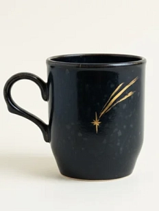 Кружка ручной работы Мастерская Виктории Нор «Звездопад», черная, керамика, 200 мл