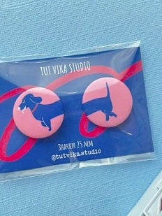 Пара закатных значков «Такса», металл, 25 мм