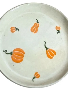 Тарелка ручной работы Малёма с росписью Тыквы, керамика, 14,5 см