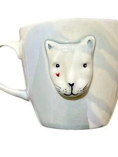 Кружка ручной работы Мария Гордеева с фигуркой «Кот», керамика, с разводами, 250 мл