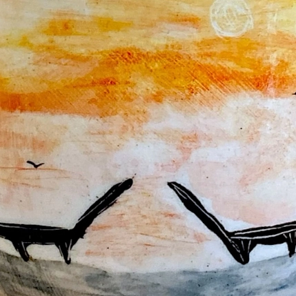 Кружка ручной работы Катя Вебер с сердечком «Мост», белая, керамика, 170 мл, фото 2.