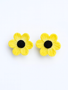Серьги-гвоздики «Анемоны», полимерная глина, жёлтые