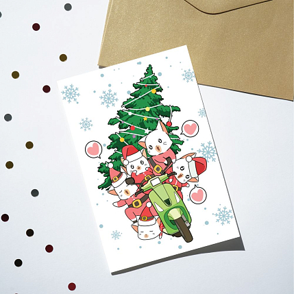 Открытка DARI DARI на Новый год «Котики с ёлкой», А6, фото 2.