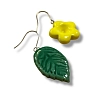 Серьги КерамЕлКа «Лепесток и жёлтый цветок», керамика, превью фото 3