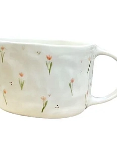 Кружка ручной работы «Тюльпаны», белая, керамика, 400 мл