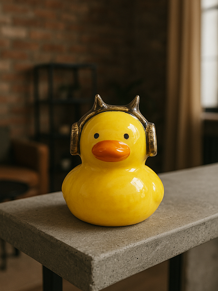 Керамическая фигурка Уточка в наушниках, фото 6.