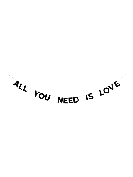 Бумажная гирлянда из букв Tak.sebe.prazdnik «ALL YOU NEED IS LOVE», чёрная, картон, 240 г/м², фото 1.