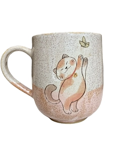 Кружка ручной работы Керемет «Котик с бабочкой», керамика, 400 мл