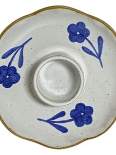 Пашотница для яиц ручной работы «Синие цветы», керамика