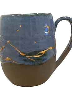 Кружка «Звёзды над горами», синяя, керамика, 350 мл