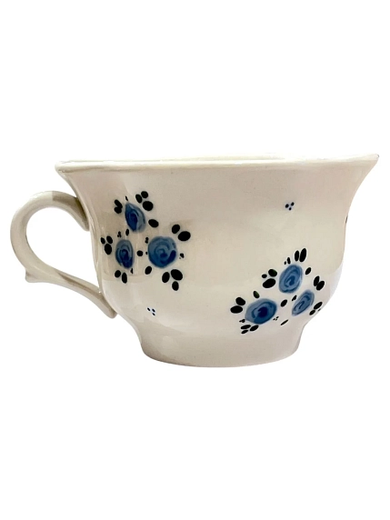 Чайная пара ручной работы Slowday Ceramics «Синие розочки», полуфарфор, 200 мл, фото 2.