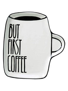 Тарелка ручной работы «Сначала кофе», полуфарфор, 19 см