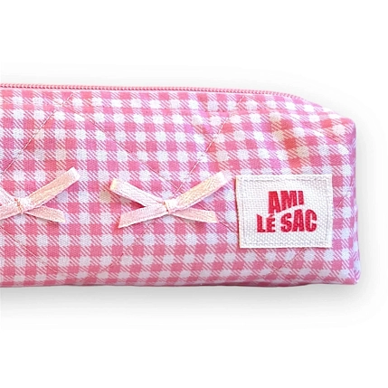 Пенал ручной работы в клетку АМИ (Ami lé sac), розовый, фото 2.
