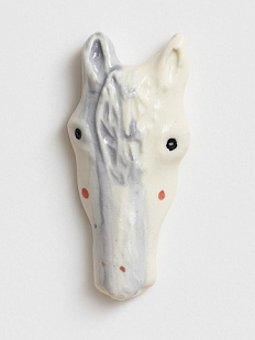 Брошь ручной работы «Лошадка», голубая, керамика