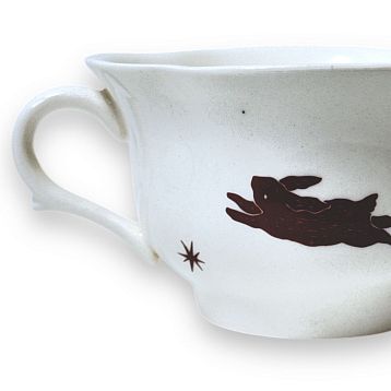 Чайная пара ручной работы «Кролик и звёзды», полуфарфор, 200 мл, фото 2.