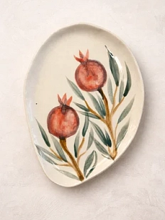 Блюдце ручной работы Верба керамика Гранаты, керамика, 14 см