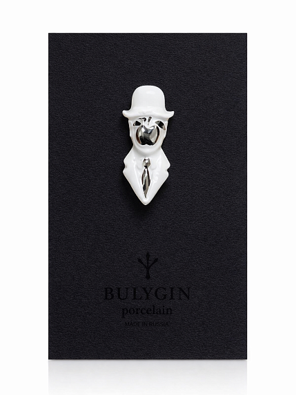 Брошь ручной работы Bulygin «Магритт», бело-серебристая, фарфор, фото 1.