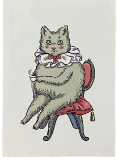 Картхолдер Валя Карнавалова «Котик на стуле с кружечкой», белый, двусторонний, ПВХ