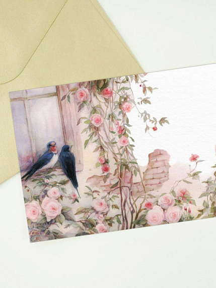 Открытка Оксана Викторова «Ласточки», односторонняя, фото 1.