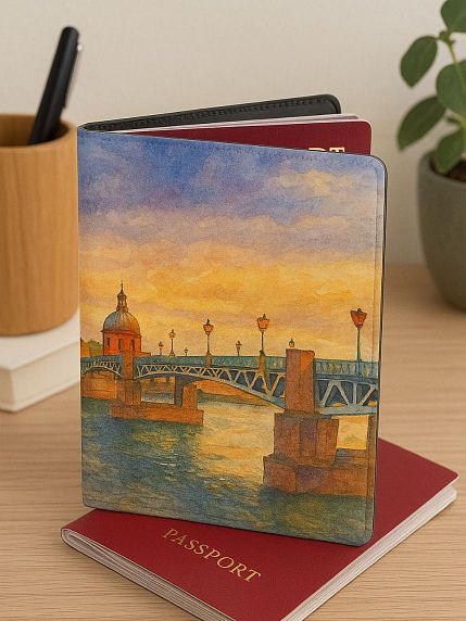 Обложка на паспорт «Мост через Неву», искусственная кожа, фото 2.
