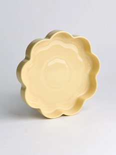 Тарелка ручной работы с бортиком ОХ! керамика «Со-цветие», жёлтая, керамика, 15 см