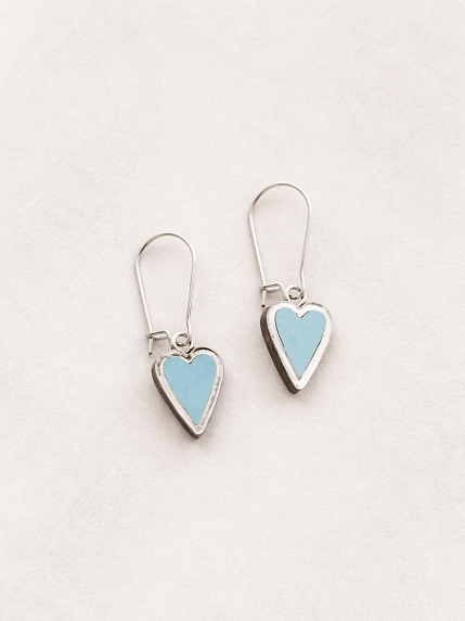 Серьги Сердечки из серии «Преданное сердце», дерево, голубые, фото 2.
