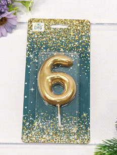 Свеча для торта «Цифра 6», 6 см