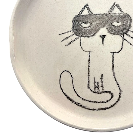 Тарелка ручной работы Правильная посуда «Котик в очках», керамика, фото 3.