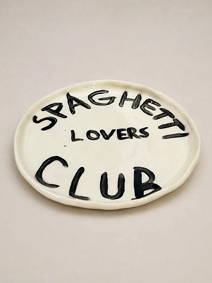 Тарелка ручной работы ММ керамика «Spaghetti lovers club», 18 см, фото 2.