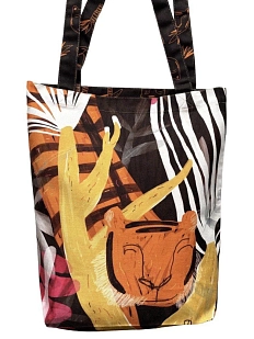 Сумка шоппер Забористый текстиль «Тигра в джунглях», хлопок