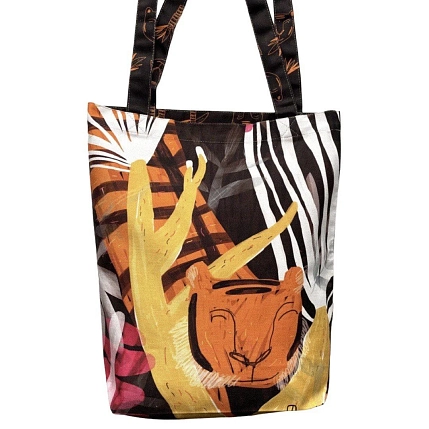 Сумка шоппер Забористый текстиль «Тигра в джунглях», хлопок, фото 1.