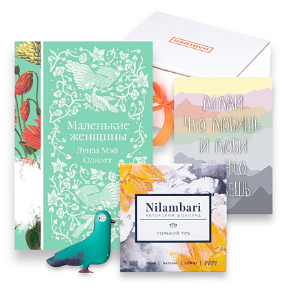 Подарочный набор с книгой «Маленькие женщины», брошью и шоколадом, фото 1.