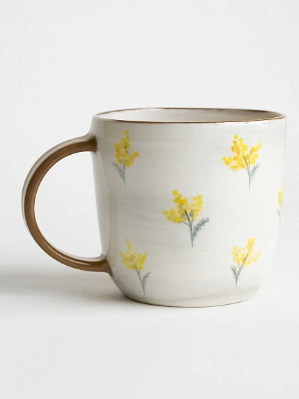 Кружка ручной работы Ким керамика с росписью Лис с мимозой, керамика, 450 мл, фото 4.