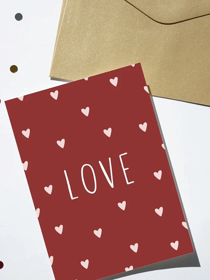 Открытка DARI DARI «Love» с сердечками, А6, фото 2.