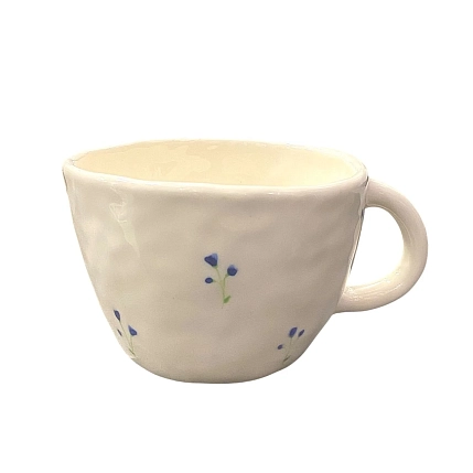 Чашка для чая ручной работы цветочкм синие, керамика, 250 мл, фото 1.