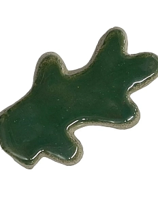 Брошь керамическая ручной работы «Ветка», тёмно-зелёная