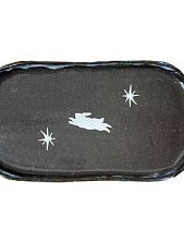 Тарелка ручной работы Домик на дереве «Кролик и звёздочки», овальная, керамика, 21 х 11 см