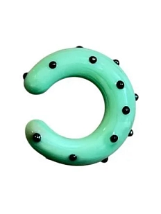 Кафф глянцевый Лампджой, стекло, зелёный в горошек